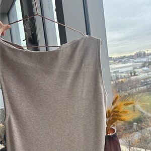 Reiss Oatmeal Asymmetrical Knit Dress